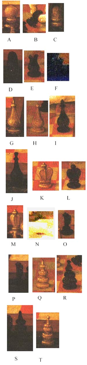 Chess Pieces isolated from van Leyden's painting